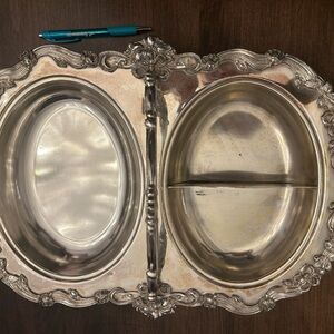 Vintage two-part silver serving tray